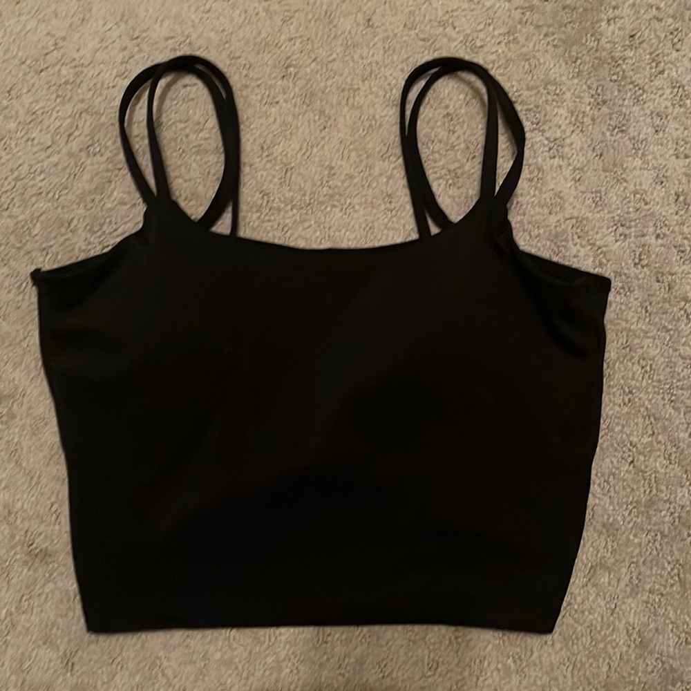 Black, open, twist back Sports Bra